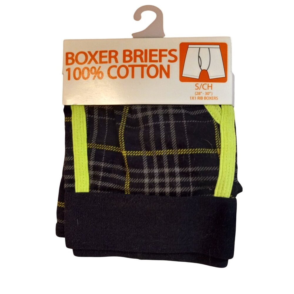 Boxer Briefs S 28-30" Plaid Cotton Boxers Soft Knit Fabric Comfortable Fit NEW